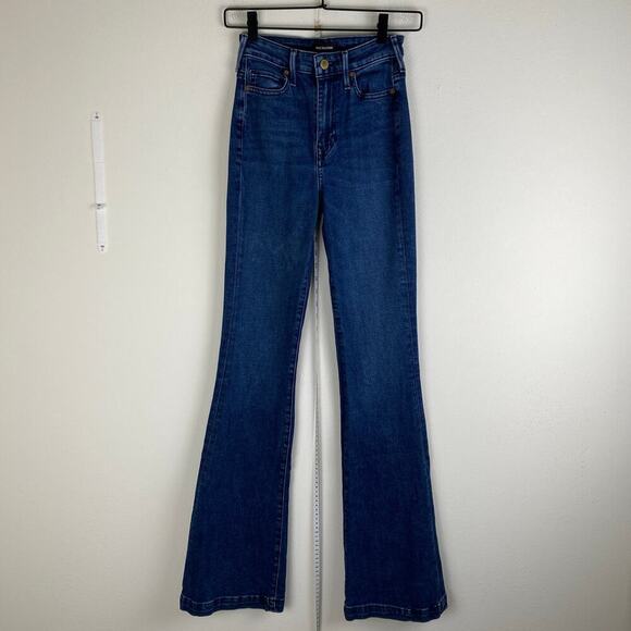 True Religion Fey Flare Jeans Size 25 Dark Blue Stretch High Rise West 70s *flaw - Picture 5 of 14